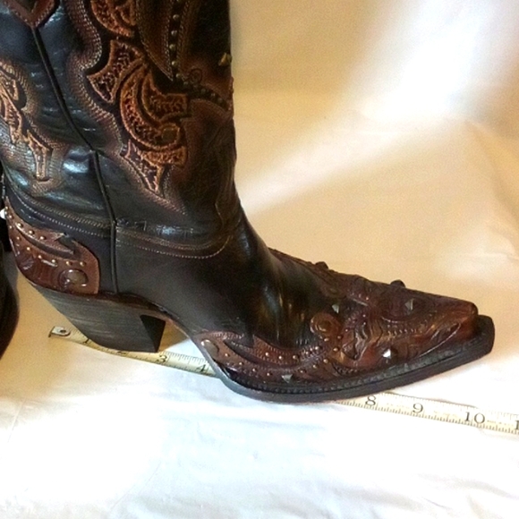 Lucchese leather studded boots size 6 very good condition - Picture 5 of 11